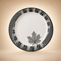 Grey Leaf Double Glaze Melamine Plates