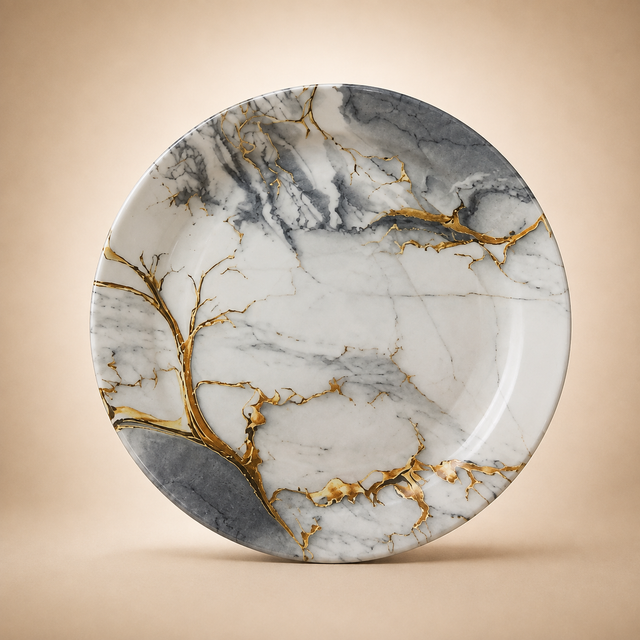 Grey Marble Single Glaze Melamine Plates