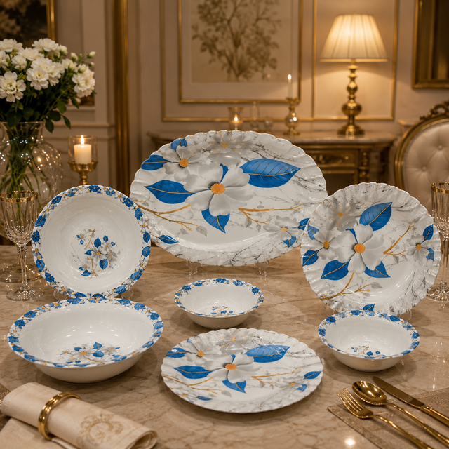 Turkish Blue Double Glaze Melamine Dinner Set