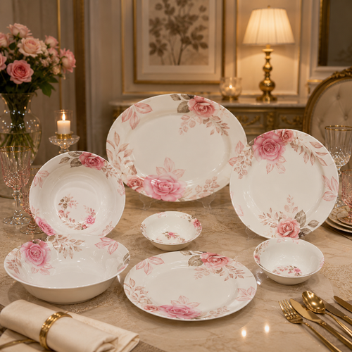 Rose Gold Double Glaze Melamine Dinner Set