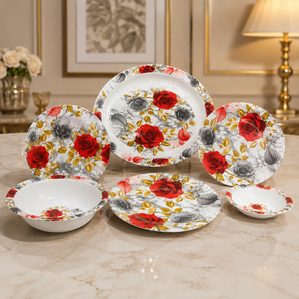 Rosie Single Glaze Melamine Dinner Set