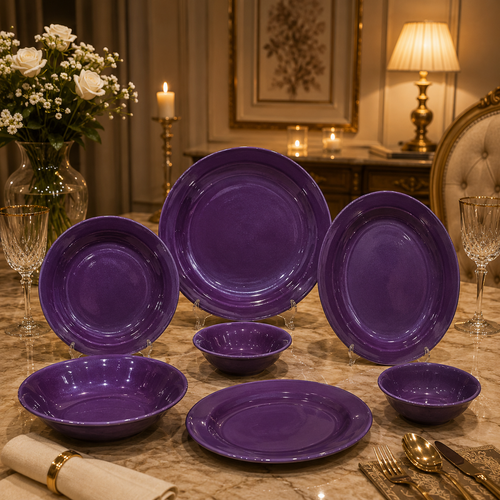 Color Purple Double Glaze Melamine Dinner Set