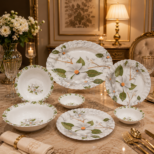 Turkish Green Double Glaze Melamine Dinner Set