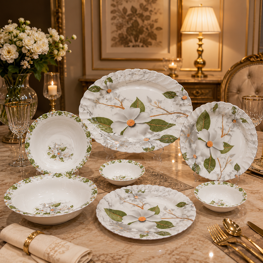 Turkish Green Double Glaze Melamine Dinner Set