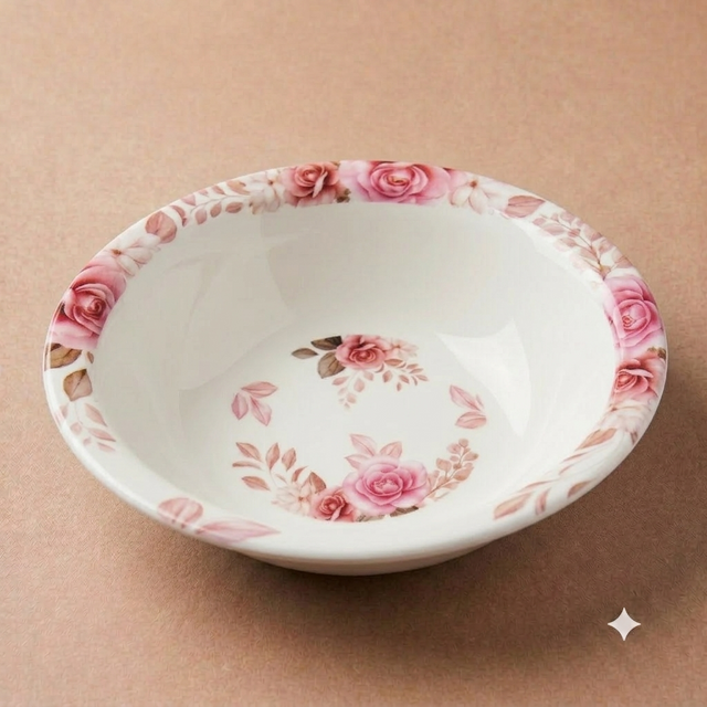 White Dogwood Floral Bowl – Double Glaze