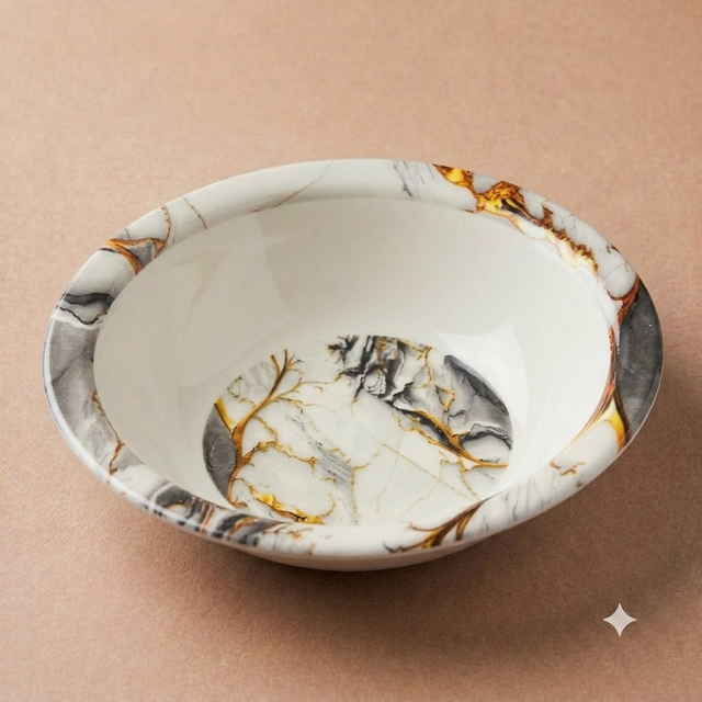 Marble & Gold Bowl – Single Glaze