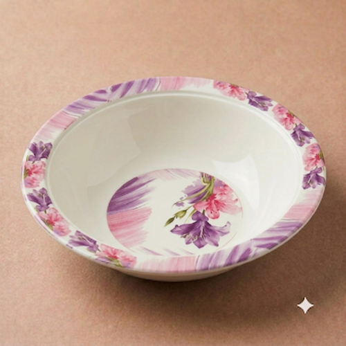 Purple & Pink Floral Bowl – Double Glaze