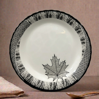 Grey Leaf Double Glaze Melamine Plates