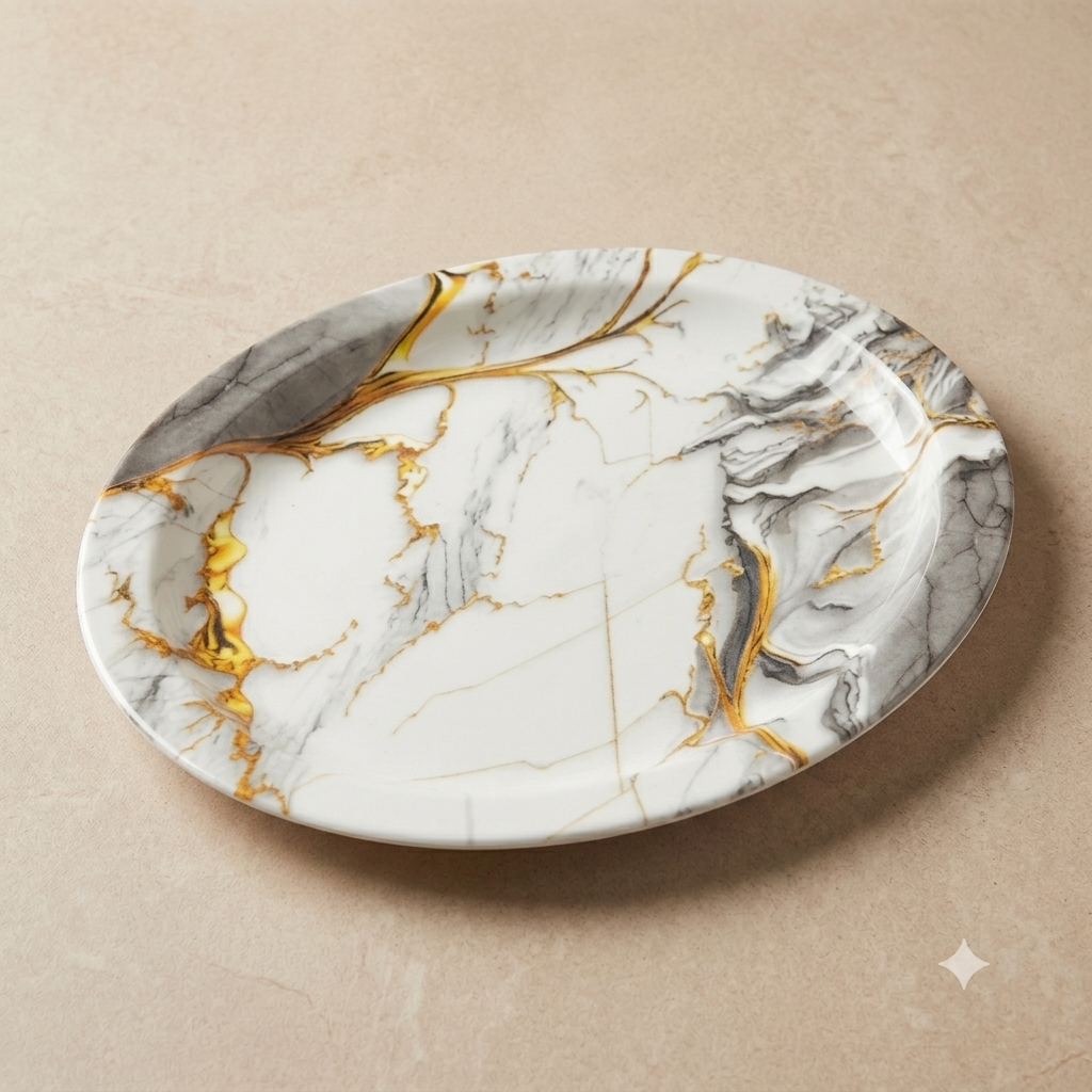 Grey Marble Single Glaze Melamine Serving Dish