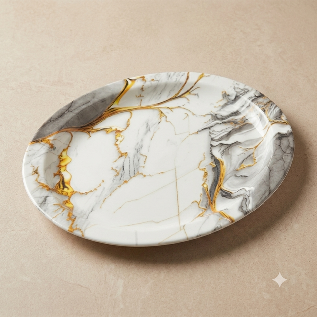Grey Marble Single Glaze Melamine Serving Dish