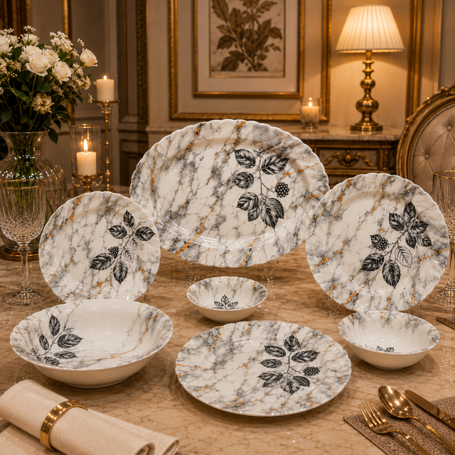 Turkish Grey Double Glaze Melamine Dinner Set
